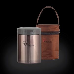 Sakura 0.58L Thermal Food Jar with Pouch (Brass Brown)