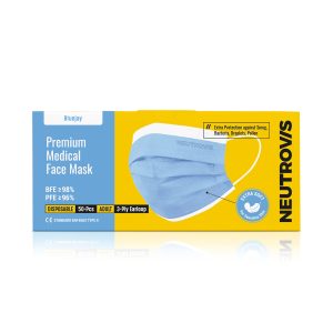 Neutrovis Premium 3 Ply Face Mask - Blue Jay (50’s/box)