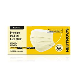 Neutrovis Premium 3 Ply Face Mask - Baby Yellow (50’s/box)