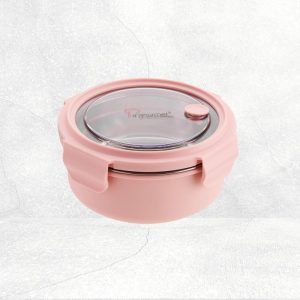 La gourmet 3R PAC2GO Sassy Collection 700ml Round lunch box with 304 stainless steel insert - Pink
