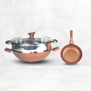 Copper Diamond 34cm Wok With Glass Lid (IH) Free 20cm Free Frypan (IH)