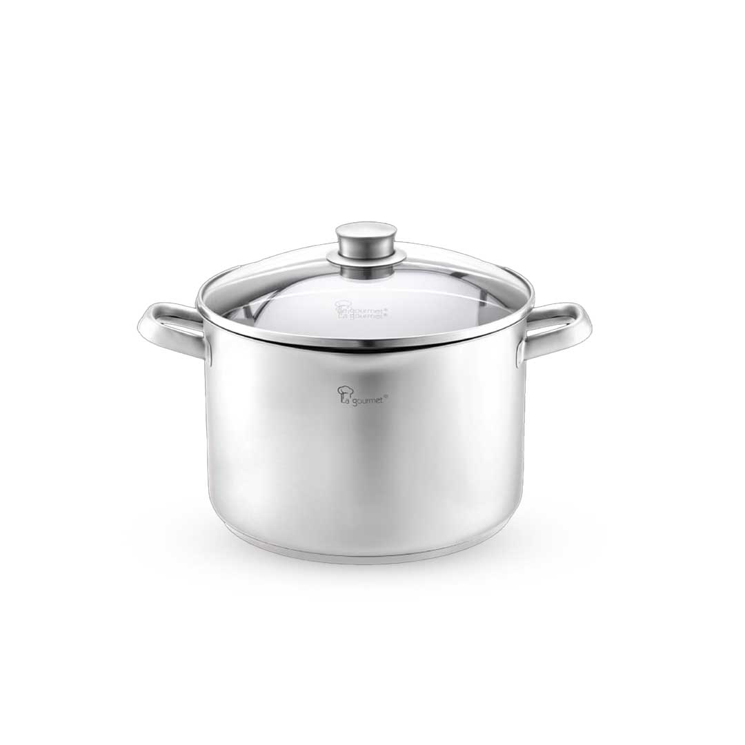 2024.12.12 Cook & Pour 20 x 13.5cm High Stainless Steel Casserole with Glass Lid with Induction (6.8L) no price