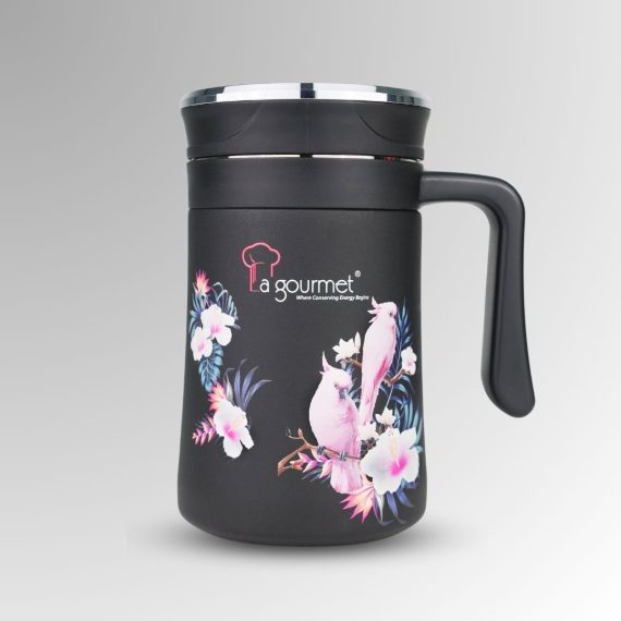 Vintage 500ml Mug - Black (Love Bird)