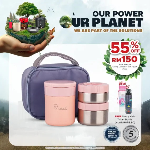 Spring Lunch Set with Pouch - Pink