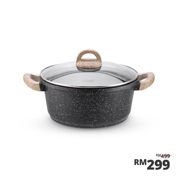 Shogun Granite Cookware Plus 28 x 12.5cm High Nonstick Casserole Pot with Induction (IH)